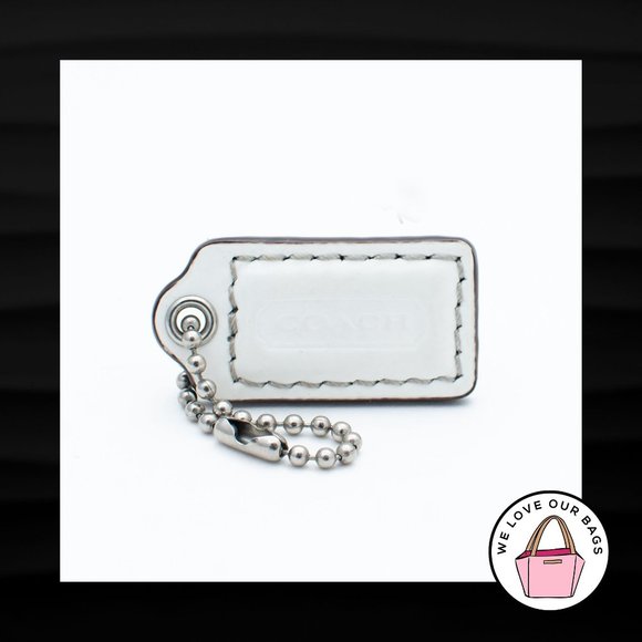 1.5" Small COACH WHITE PATENT LEATHER FOB BAG CHARM KEYCHAIN HANGTAG WRISTLET - Picture 1 of 1